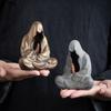 Sitting Buddha Statue Tea Pet Ceramic Faceless Zen Figurine Handmade Kung Fu Tea Set Feng Shui Decor for Home Office Meditation Desk Ornament