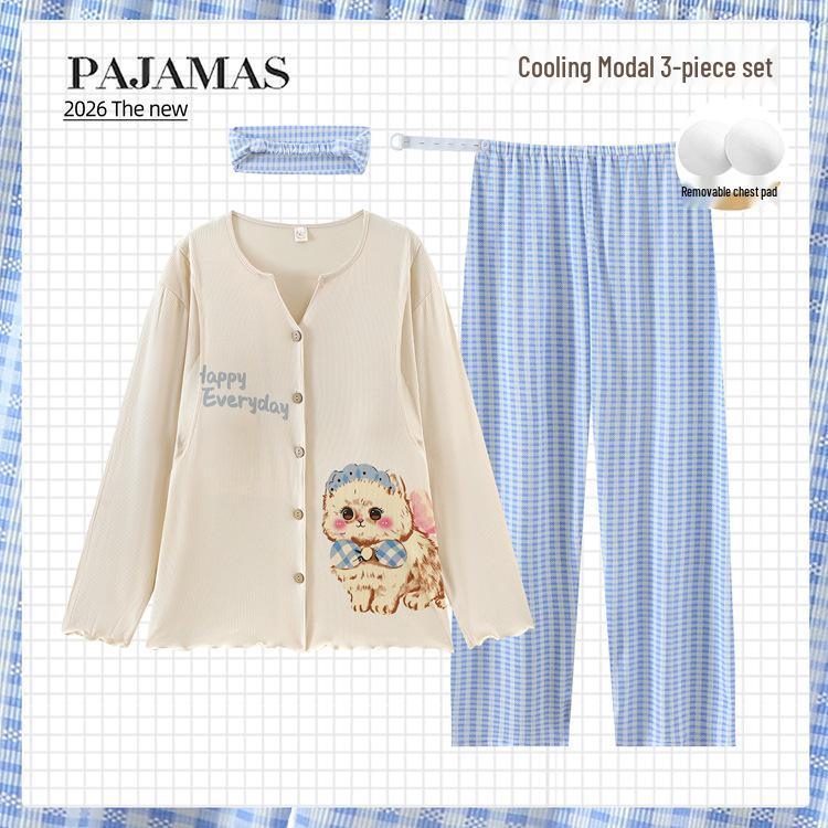 Xia Modal Maternity Pajamas: Adjustable Breastfeeding Sleepwear for Pregnancy and Postpartum