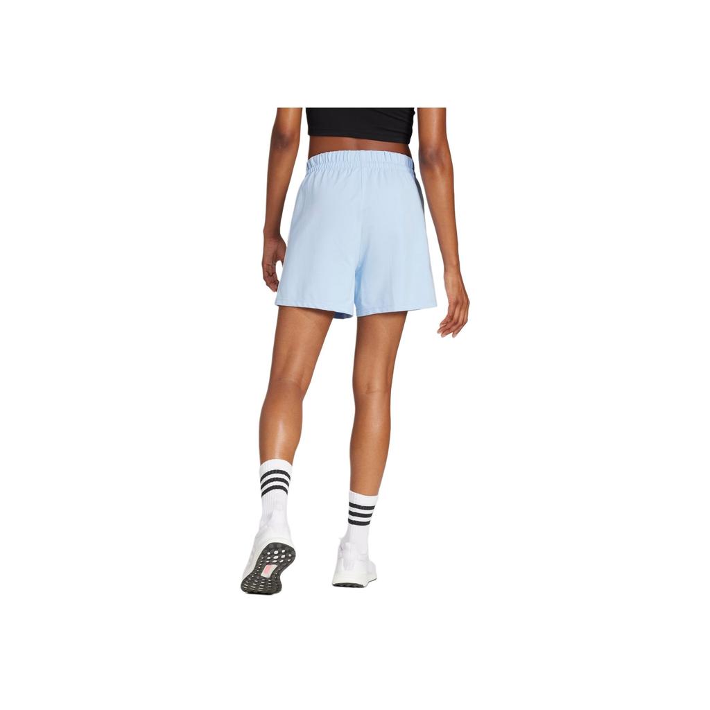 Adidas Essentials 3-Stripes Cotton Comfortable Fashion Lace-Up Simple Sports Shorts Women Shorts Glowing-Blue White JD0911