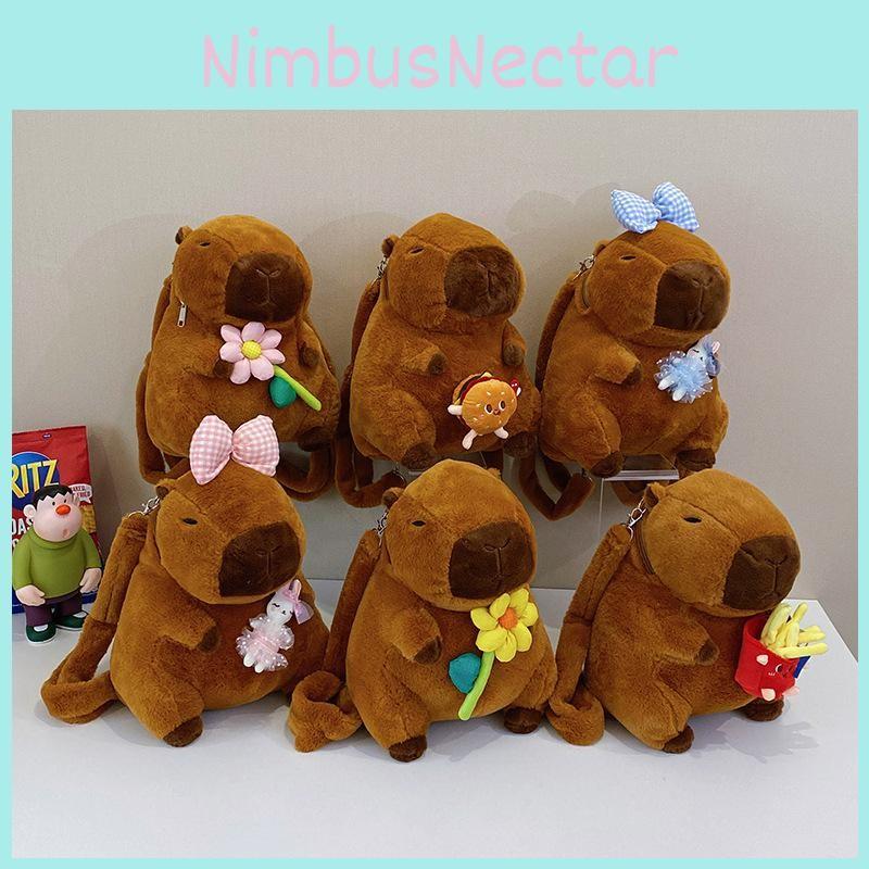 Yellow Capybara Rabbit Flower Burger Plush Backpack Animal Gift Bag Doll