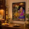 Iskcon Radha Krishna Gerahmt, Religiöses Gemälde | Heimdekoration (17,78 x 12,7 cm) schwarz