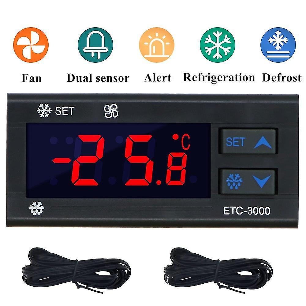 Etc-3000 Mini Temperature Controller Refrigerator Thermostat Regulator Thermoregulator Ntc Dual Sen-hy