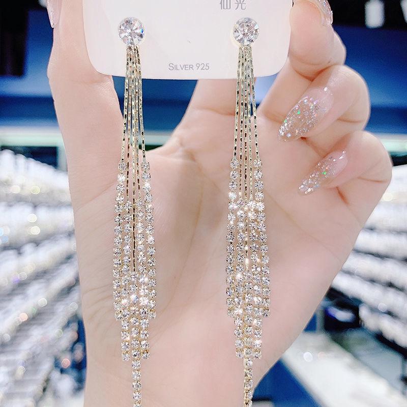 Korean Rhinestone Tassel Earrings: Chic, Versatile & Stylish for Women
