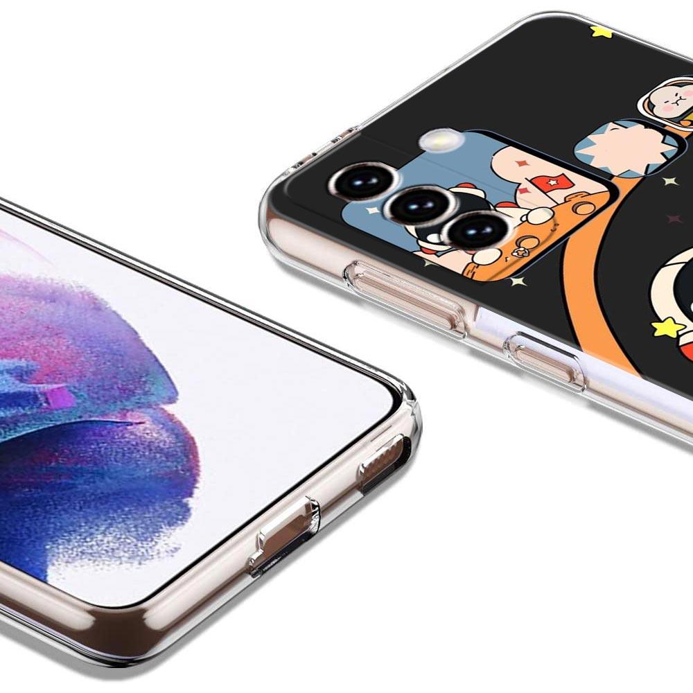 Cute Cartoon Astronaut Phone Case For Samsung Galaxy S22 S21 S20 FE Ultra 5G S10 S10E S9 S8 Plus Note 10 20 Clear Silicone Cover