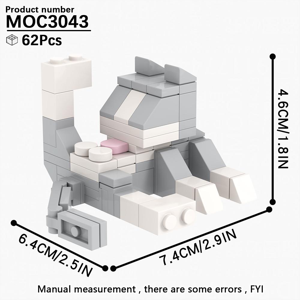 MOOXI Animal Series 62Pcs MOC Bricks Cat Figires DIY Building Blocks Kids Education Toys For Children Birthday Gift MOC3042-3045