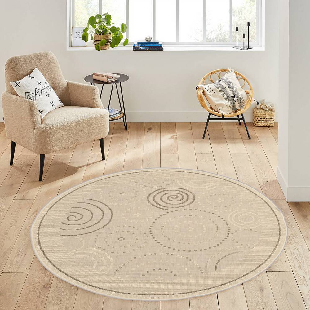 

Eliana Home Washable Round Printed Carpet LNA7155 100x100 бежевый