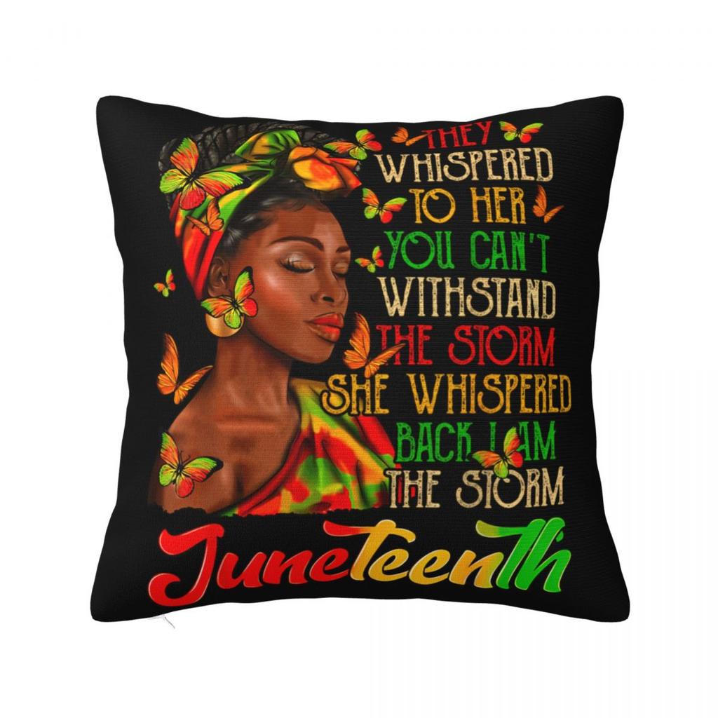 Kwadratowa poszewka na poduszkę Juneteenth Poliestrowe poduszki na sofę Świętowanie Czarnego 1865 Afroamerykańska spersonalizowana poszewka