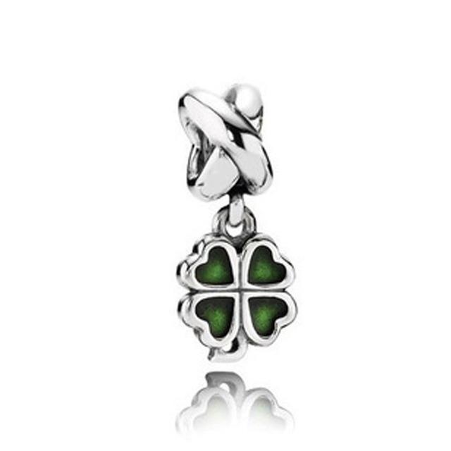 Sale 100% 925 Sterling Silver Flower Four Leaf Clover Shell Charm Fit Original  Bracelet Making DIY Jewelry for Women