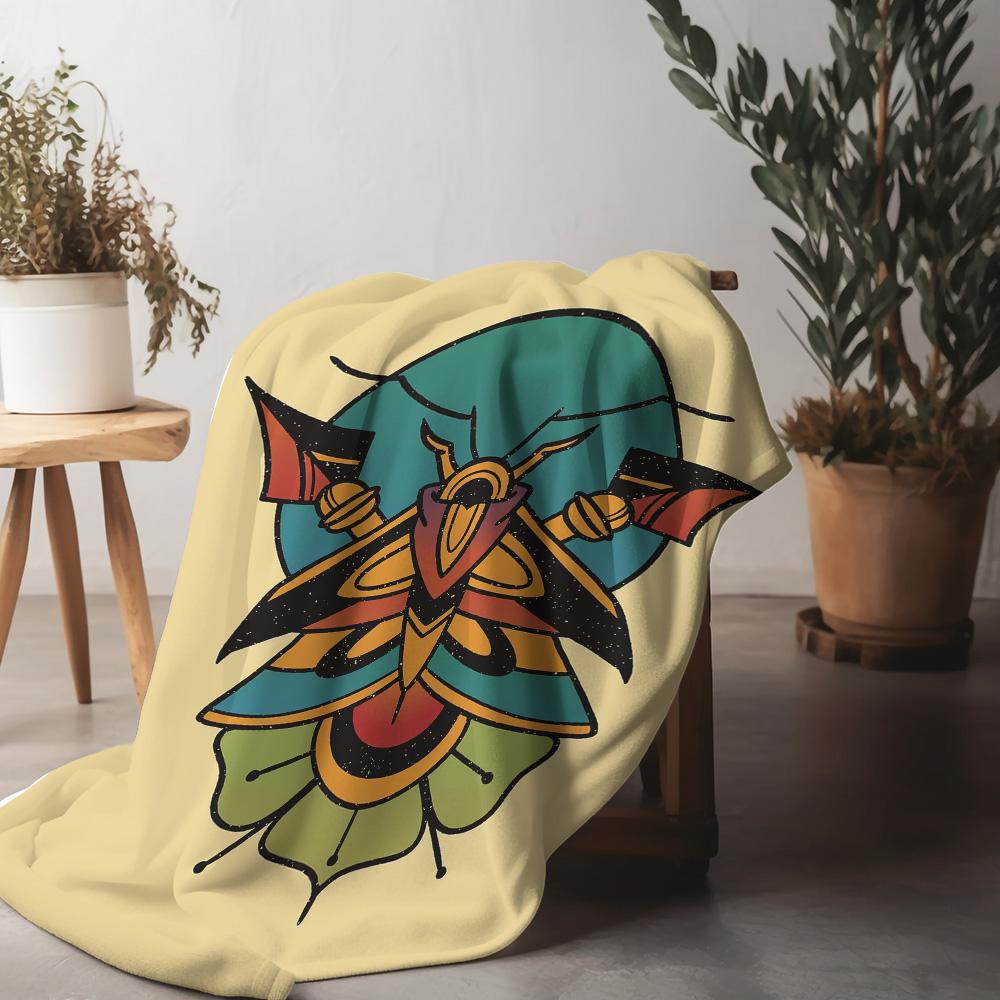 Decorative Throw Blanket with Psychedelic Butterfly Pattern Floral Design Mandala Bed Blanket Sofa Cover Gift for Women