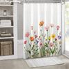 Watercolor Floral Shower Curtain 1Pc With 12 Hooks Polyester 2D Flat Print 70.8X70.8 Inch Spring Garden Decor For Bathroom