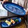 Large kiln-changed ceramic fish tray oval sushi , western , danshaped , hotel restaurant commercial dish plate
