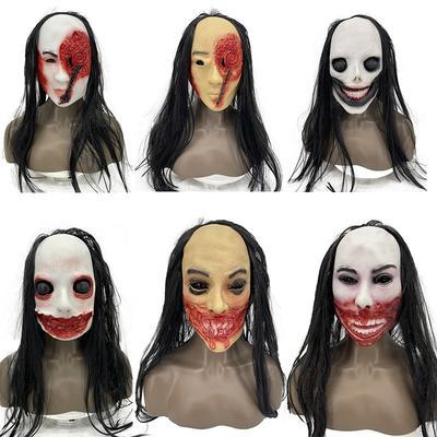 Halloween horror masker Halloween Eng Spookhuis Decoratie Rekwisieten cosplay Sadako hoofdmasker vrouwelijke geest gezichtsmasker