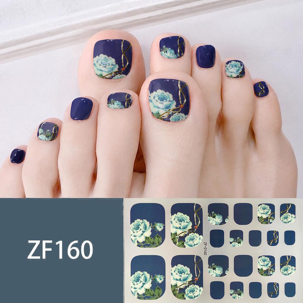 Waterproof Long Lasting ZF 3D Faux Rhinestone Stereo Pattern Full Cover Finished Toe Nail Stickers, Skin Brightening Toenail Decals