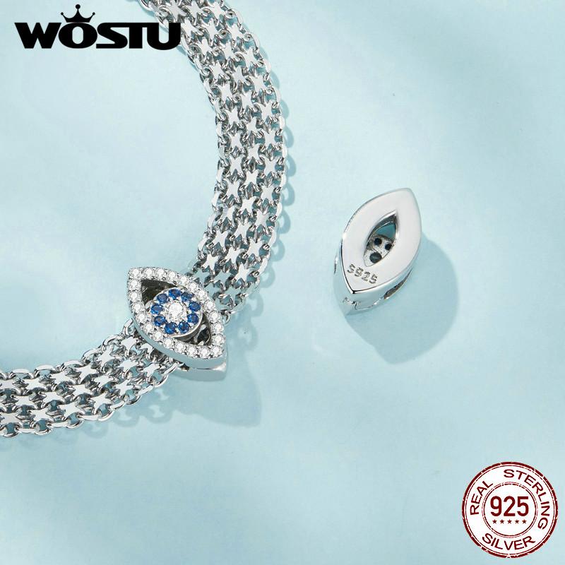 WOSTU 925 Sterling Silver Heart Clip Charms Hand of Fatima Bead Lotus Flower Pedant Fit Reflection Mesh Bracelet DIY Jewelry New