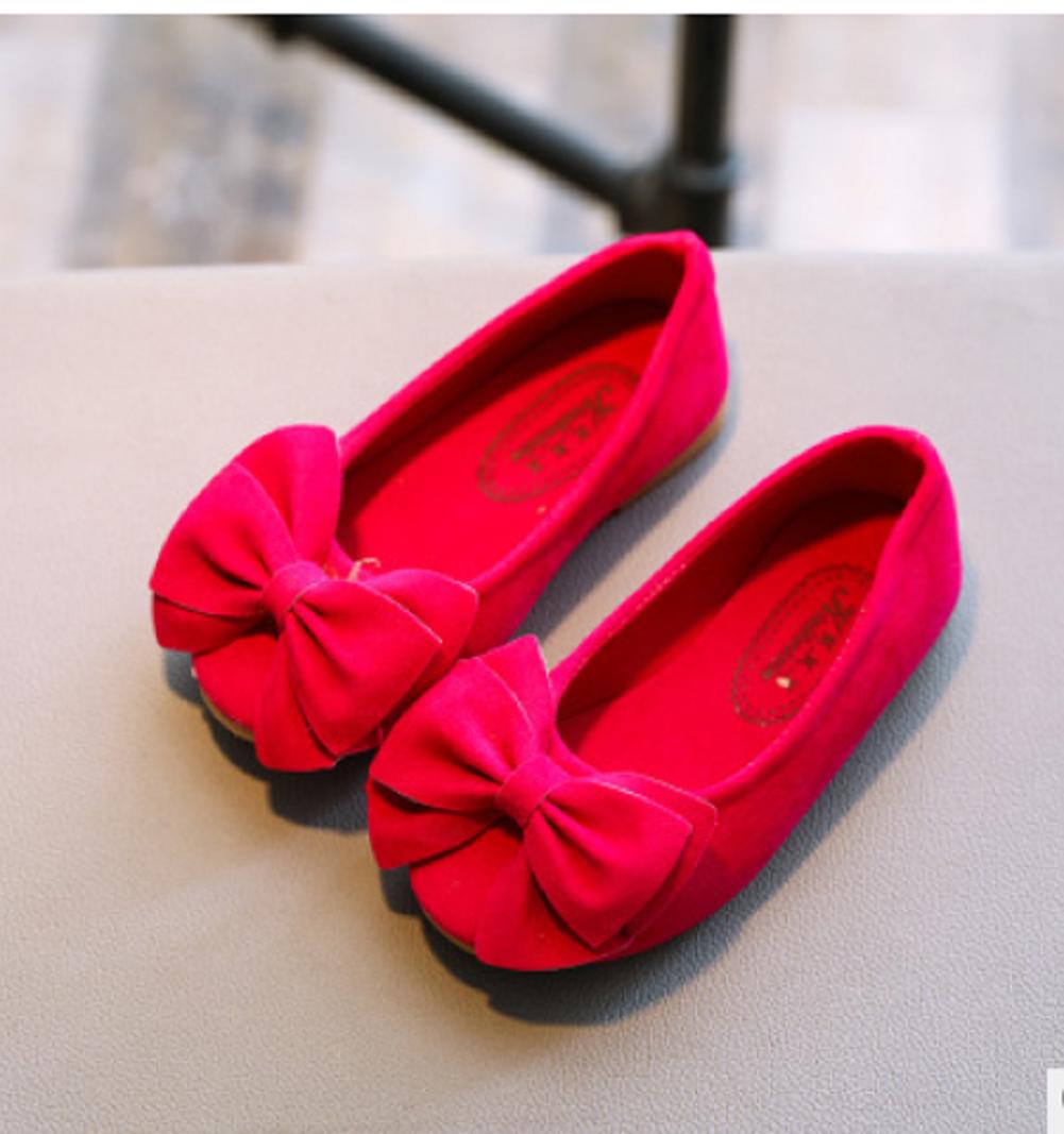 

Детская обувь принцессы для девочек с бантом, однотонная обувь без шнуровки на плоской подошве для вечеринки, обувь для первых ходунков 24 розы красного