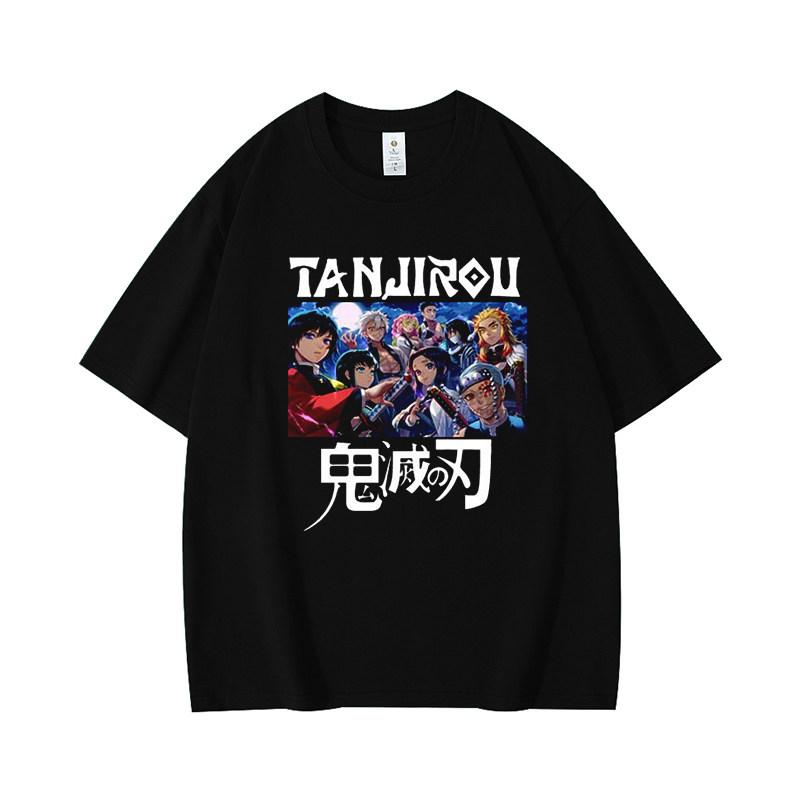 2026 New Demon Slayer Tanjiro Nezuko Pure Cotton Loose Shortsleeved Tshirt for Men and Women