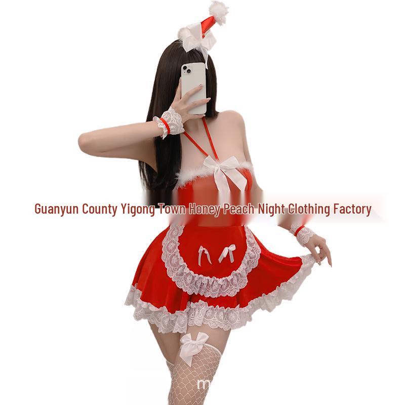 Passionate Temptation Lingerie: Sexy Maid Role Play Set for New Year & Christmas