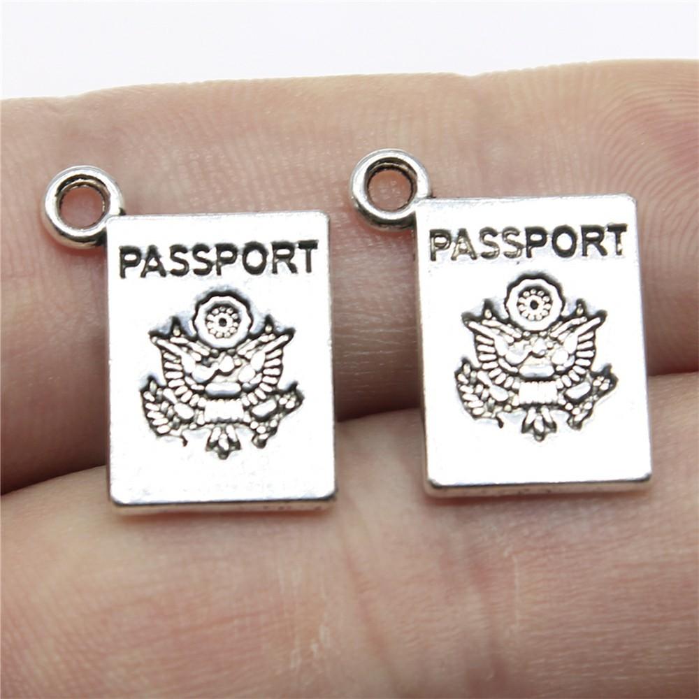 10pcs Antique Silver Plated Travel Journey Souvenir Charms Aircraft Passport Charms For Necklace Bracelet Keychain Making
