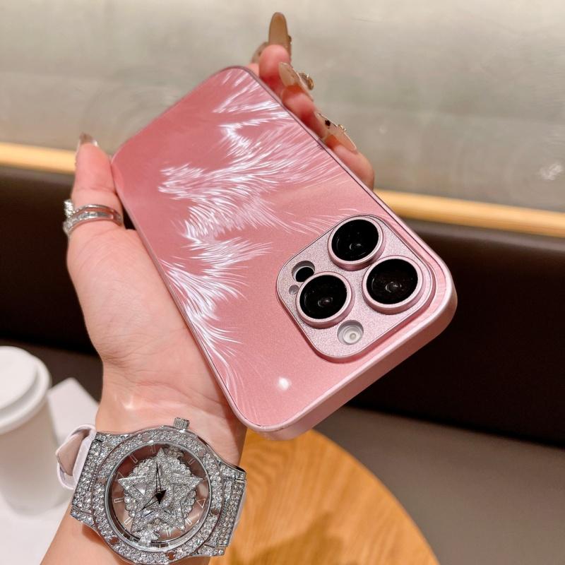 Premium jednokolorowe etui na telefon z gazy piórkowej pasujące do iPhone 16 Pro Max 15 14 Plus 13 12 Pro z osłoną ochronną na obiektyw