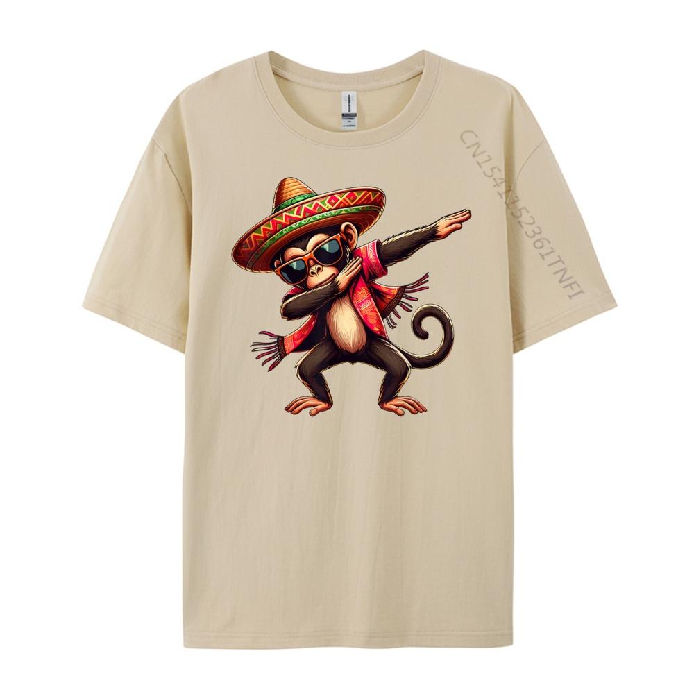 Dabbing Monkey Sombrero Poncho Cinco De Mayo Mexican Anime T Shirts Funny T Shirts Graphic Tshirts Gothic Style