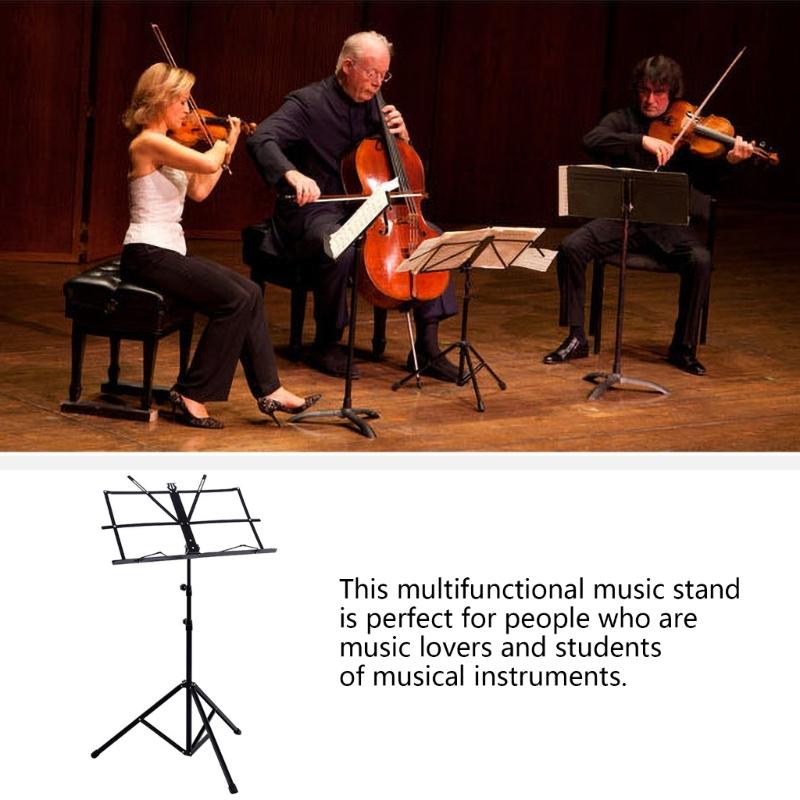 Music Stand for Sheet, Metal Sheet Music Stand Portable Adjusted Podiums Stand with Tripod Base and Sheet Music Folder