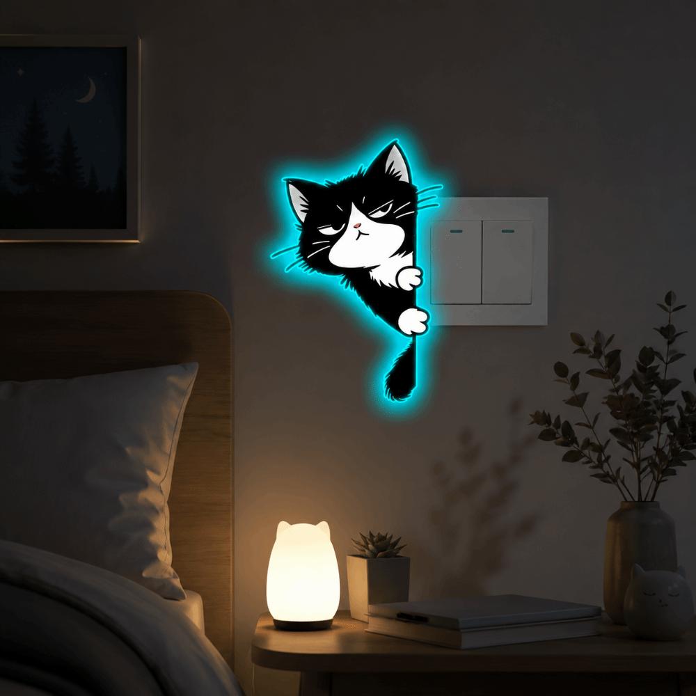 PVC Cat Wall Decals Self-Adhesive Glowing Cat Stickers Cat Luminous Stickers Bedroom