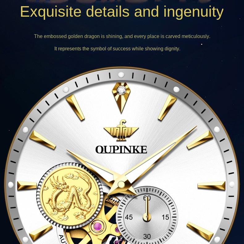 OUPINKE Hodinky Automatické mechanické hodinky Steel Business Vodotěsné pánské hodinky Pánské hodinky