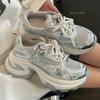 Dad shoes, sports shoes, thick soles, heightened breathable mesh, solid color, princess style, universal in all seasons