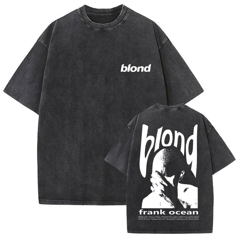 Washed Rapper Frank Vintage Oversized T Shirts Men Ocean Hip Hop Trend T Shirt Blond Pop Music Tshirts Male Fashion Streetwear