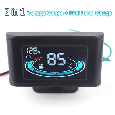 Auto Motorrad 2in1 Multifunktionaler Voltmeter + Kraftstoffstandsanzeige LCD Digitales Messgerät