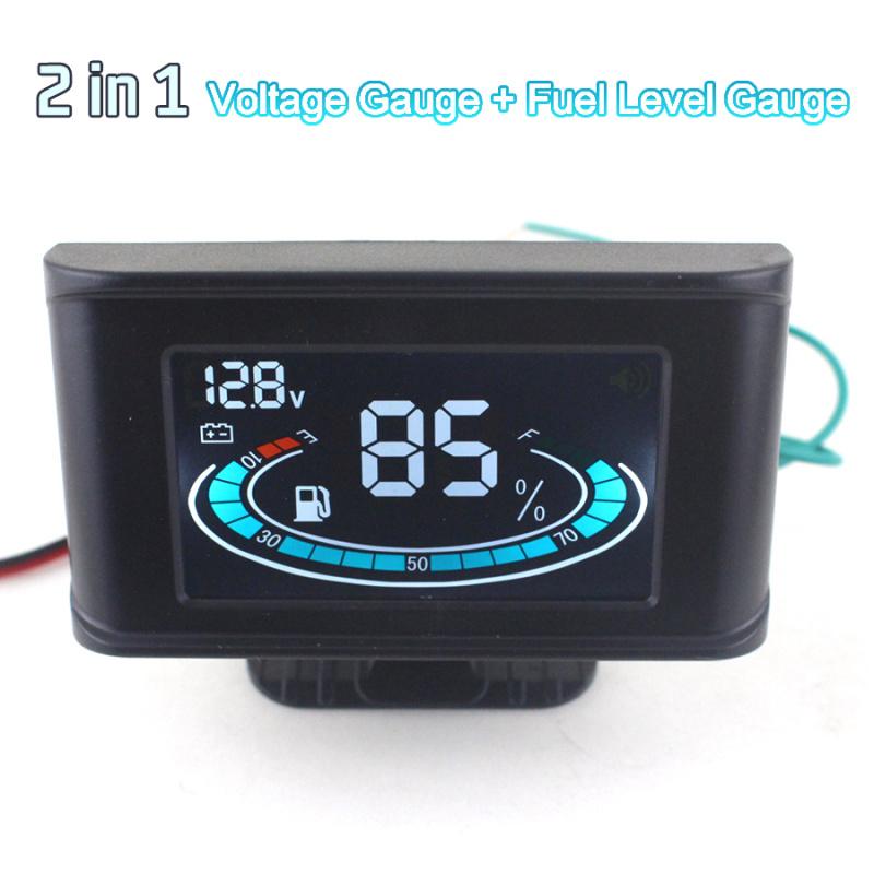 

Car Motorcycle 2In1 Multifunctional Voltmeter+Fuel Level Gauge Lcd Digital Meter