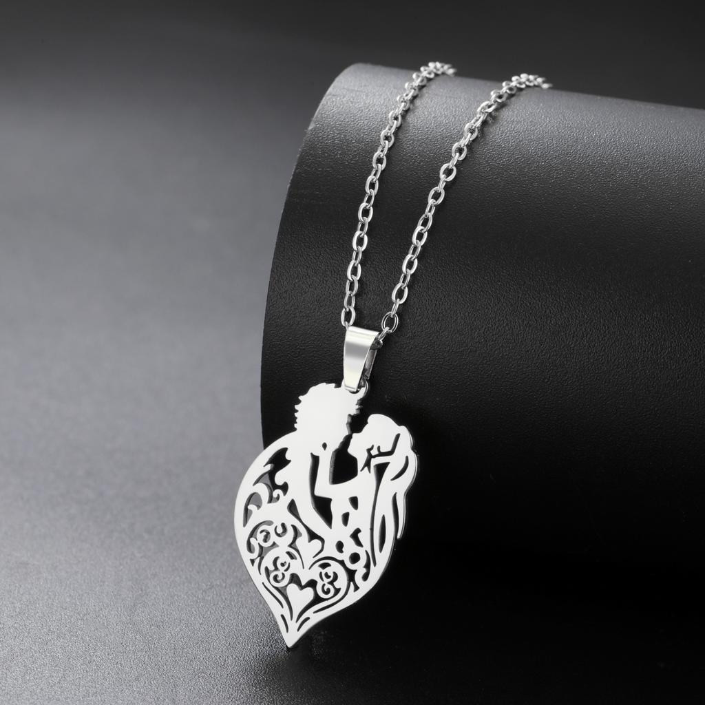 Heart Necklace Holding face Couple Pendant Women Men Neck Chain Stainless Steel Jewelry Lover Valentine's Day Christmas Gifts