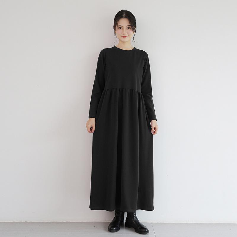 

Платье миди облегающего кроя с высокой талией и круглым вырезом, с длинным рукавом, в корейском стиле, для осени/зимы Medium