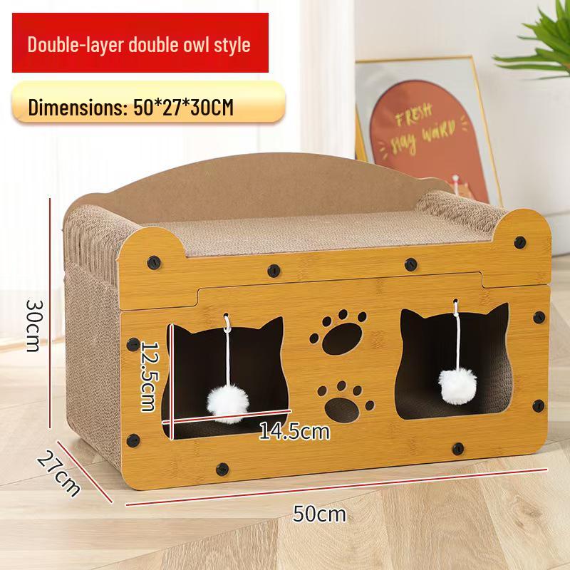 Durable Cat Tree with Scratching Post, Integrated Bed, and 11 Toys