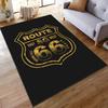 Route 66 Decorative Carpet, Black Background with Gold Print Design Suitable for use as an anti-slip for living room bedroom sofas