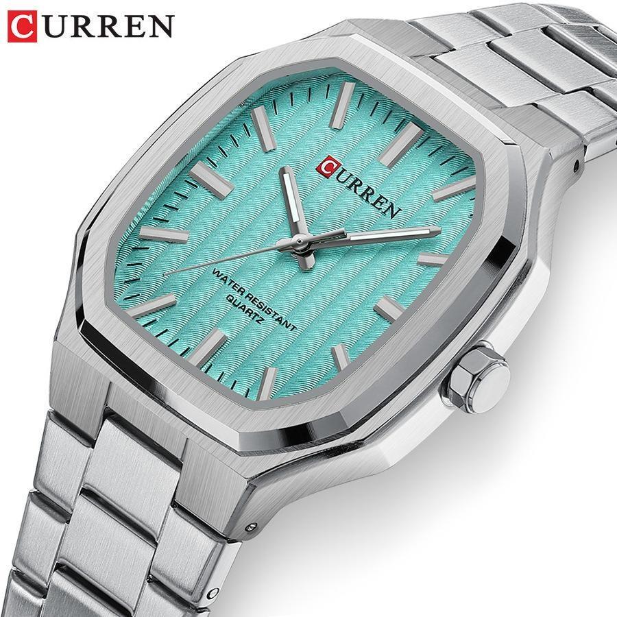 CURREN Men Quartz Watch Fashion Business Simple Leisure Silvery Stainless Steel Strap Wristwatch
