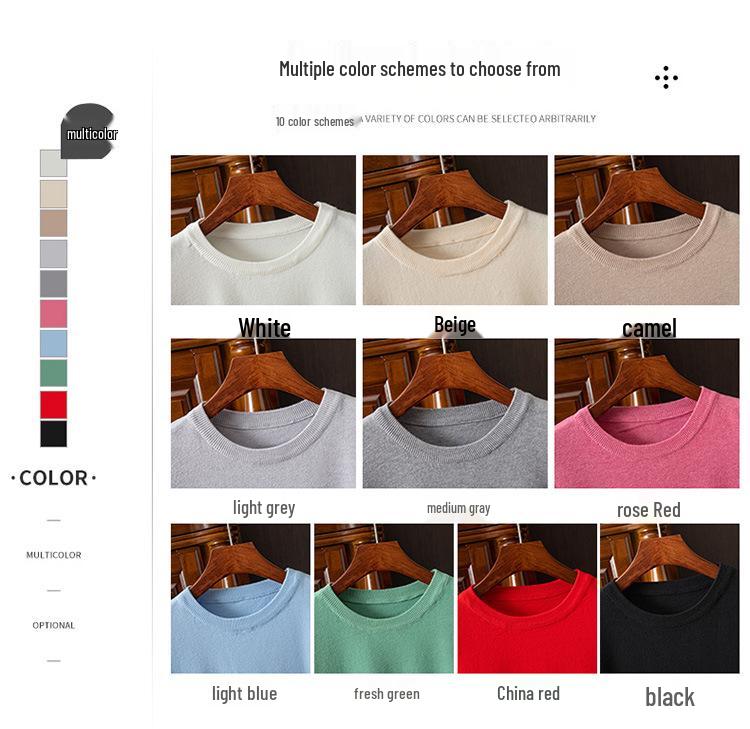 Men's Korean Style Slim Fit Knit T-shirt - Short-Sleeved, Round Neck, Spring/Autumn