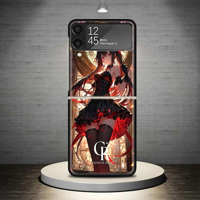 Date A Live Tokisaki Kurumi Phone Case For Samsung Galaxy Z Flip 7 6 5 4 3 5G Shockproof Cover Z Flip7 Flip6 ZFlip5 Flip3 Flip4