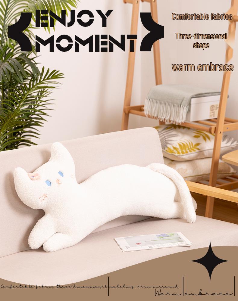 Black & White Coco Cat Plush Pillow - Cute Kitten Cushion & Sofa Backrest