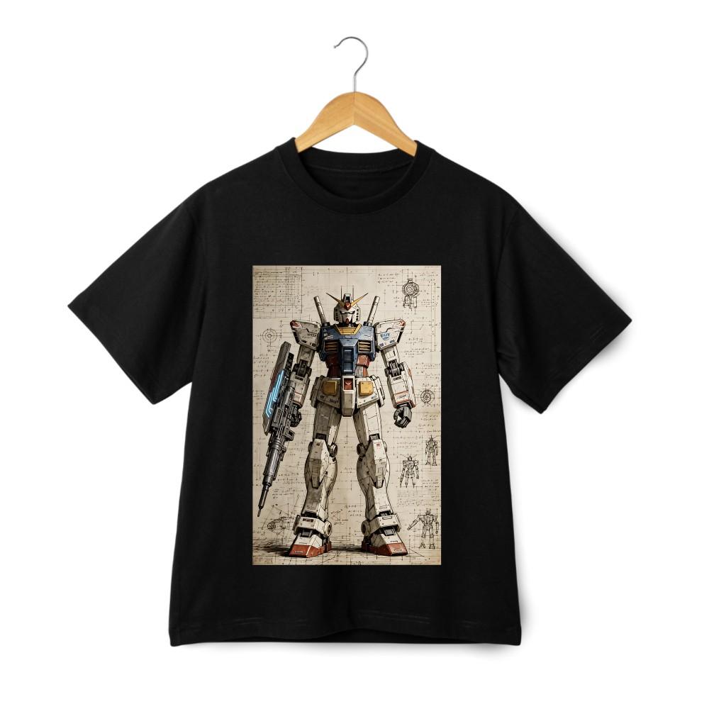 

Футболка с принтом чертежа меха Ганадама, унисекс, с коротким рукавом 3XL