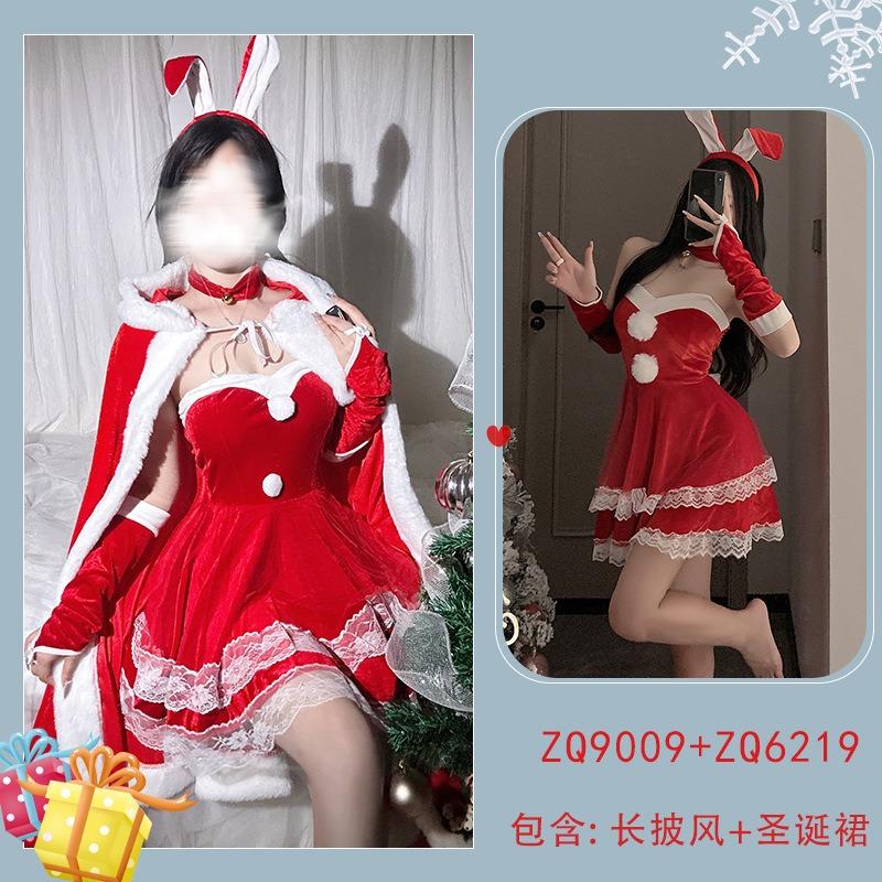 Sexy new year's day christmas uniform sexy lingerie velvet nightdress cosplay new c robe suit
