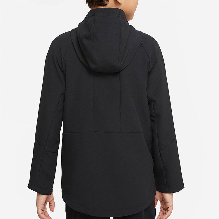 Nike Dri-FIT Solid Logo Woven Training Hoodie Kids Jackets Black DO7095-010