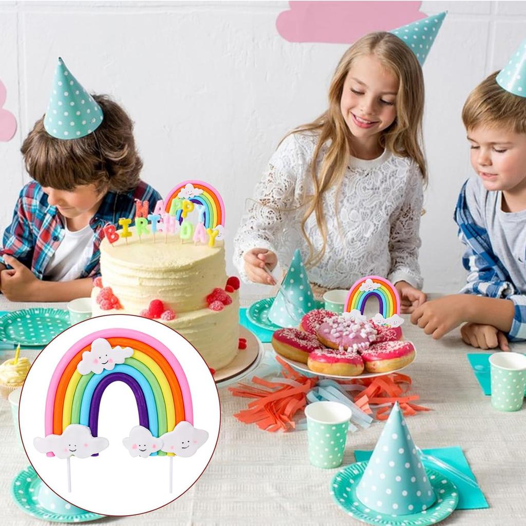 Tęczowy Topper na TortMiękka Ceramika Kolorowa Tęcza Dekoracja Tortu Tęczowy Motyw Tort na Przyjęcie Urodzinowe Akcesoria do Dekoracji Tortu