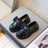 Black Girls Loafers Cute Fashion Simple Bow  Cute Kids UK Uniform School Shoes Breatheable Spring  Non-slip PU
