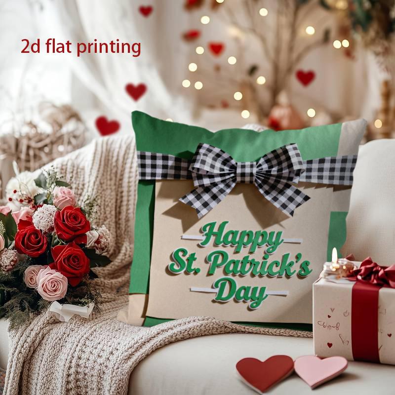 Happy St. Patrick's Day Decorative Pillow Cover Pattern Cushion Cover Suitable for Sofa Bedroom Car Pillow Cover