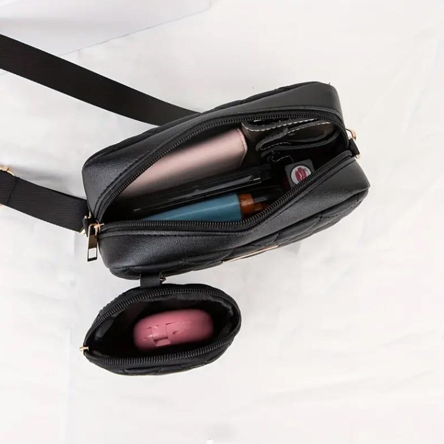 New Crossbody One-shoulder Women's Bag Trendy Zipper Rhombus Soft-faced Horizontal Square Bag