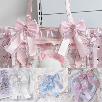 Lazo de Cinta DIY Decoración ItaBag Tocado Subcultura Chicas Japonesas Picantes Lolita Y2K Gótico Lazo Colgante de Cruz Horquillas Accesorios