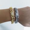 6/8/10/12/14/16MM Hip Hop Rock Zircon Clasp Cuban Bracelets for Men Stainless Steel Jewelry