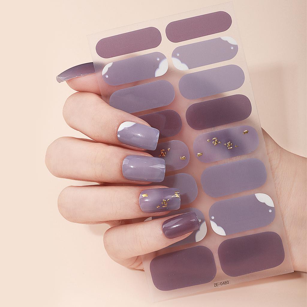 16Tips Sparkling Glitter Full Cover Nail Polish Strips Solid Adhesive Nail Wraps Manicure DIY Decoration Nail Sticker