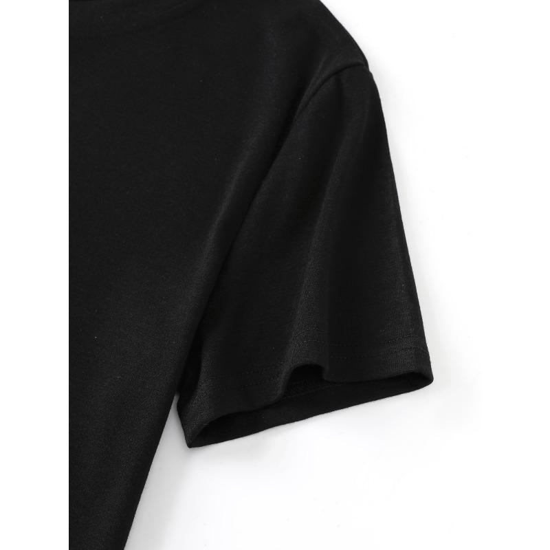 CRAYONS Graphic Print Plus Size Women's T-shirt, Short Sleeve Crew Neck Casual Top for Summer & Spring, Women's Clothing